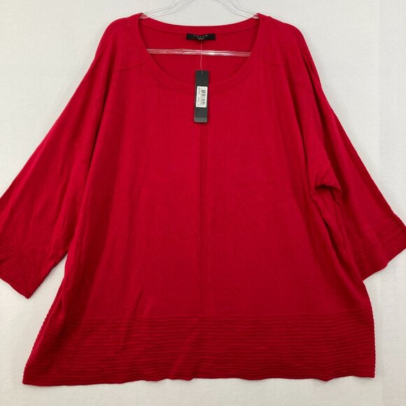 New Cyrus size 3X Red Stretch Knit Round Neck Relaxed Comfy Sweater Elegant - Picture 1 of 9
